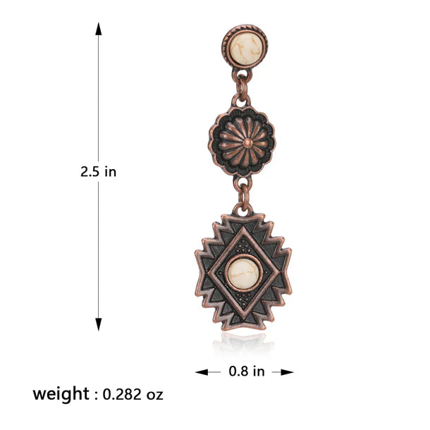 Boucles d'oreille Rustic Couture Stone Aztec