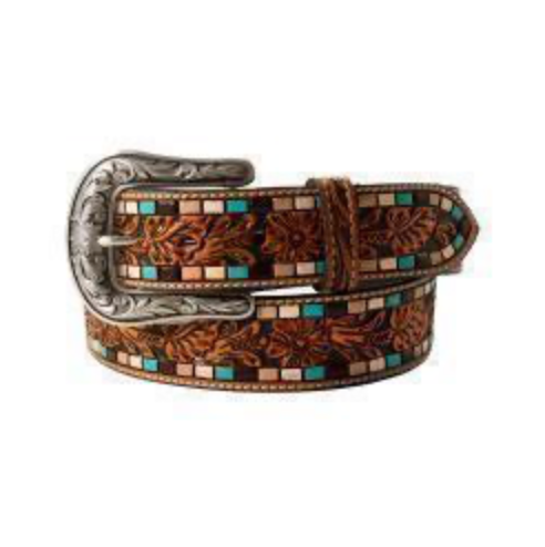 Ceinture Nocona Antique Silver Finish Floral Buckle