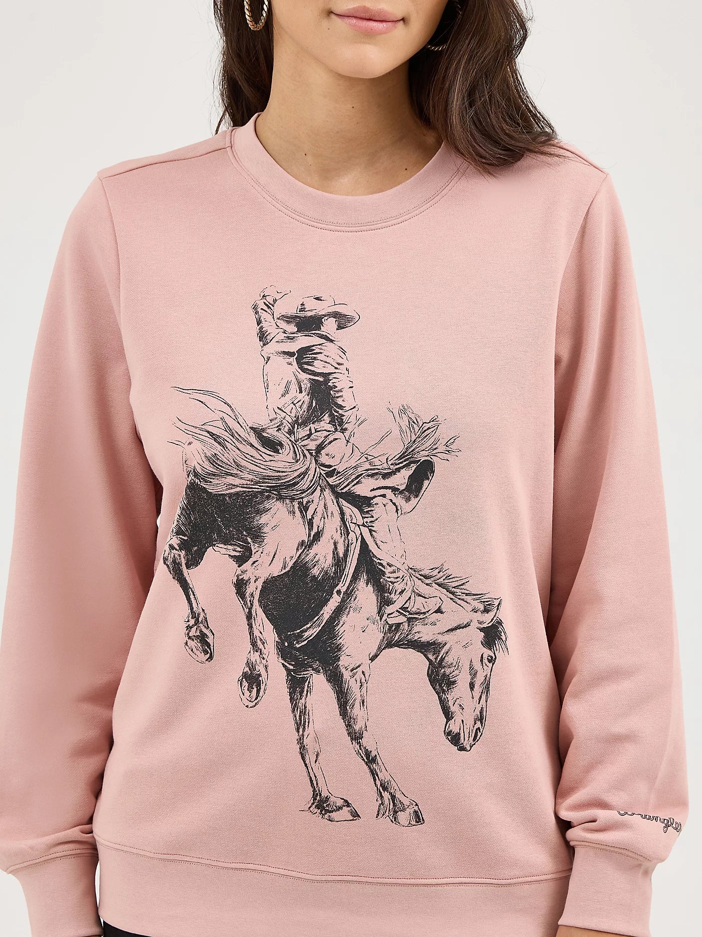 Crewneck Wrangler Bronc rider Misty Rose