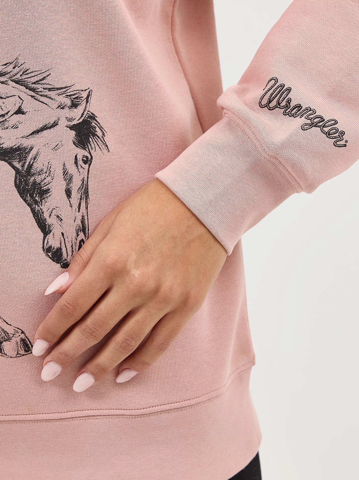 Crewneck Wrangler Bronc rider Misty Rose