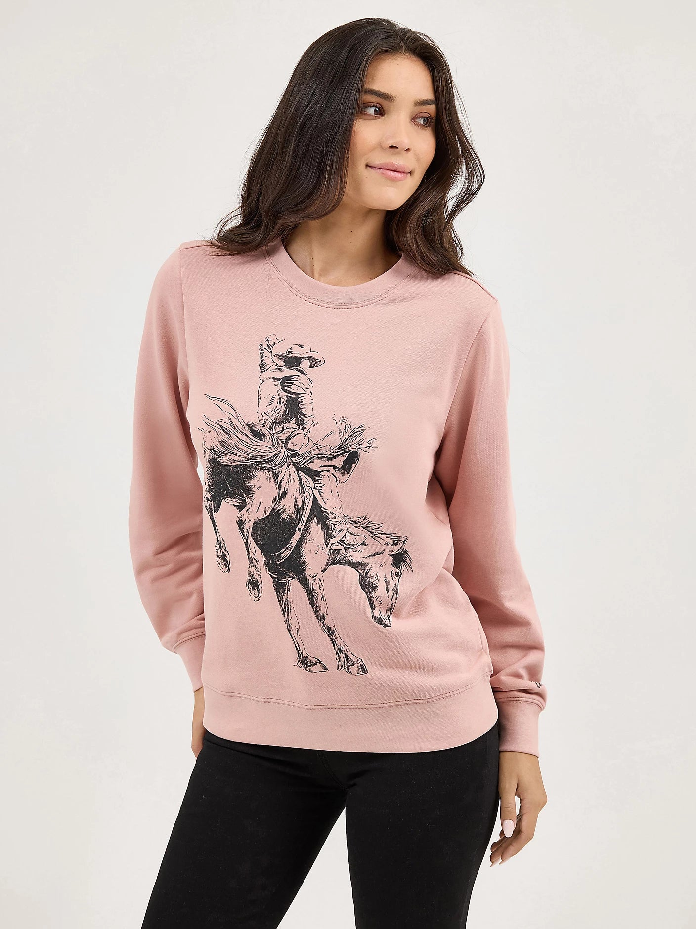 Crewneck Wrangler Bronc rider Misty Rose