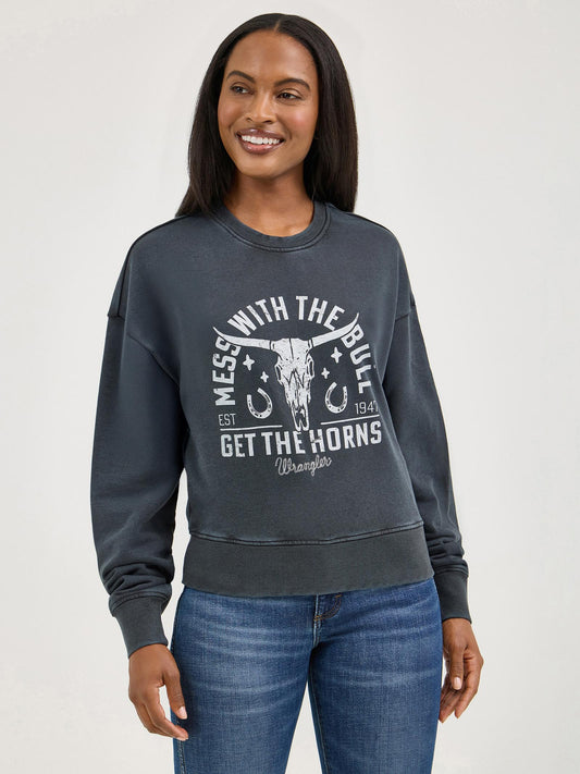 Crewneck Wrangler Mess With the Bull Get the Horns