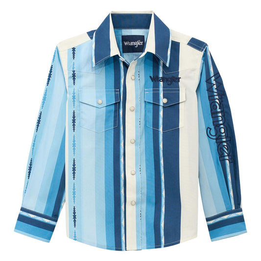 Chemise Wrangler Rétro pour enfant rayée bleue