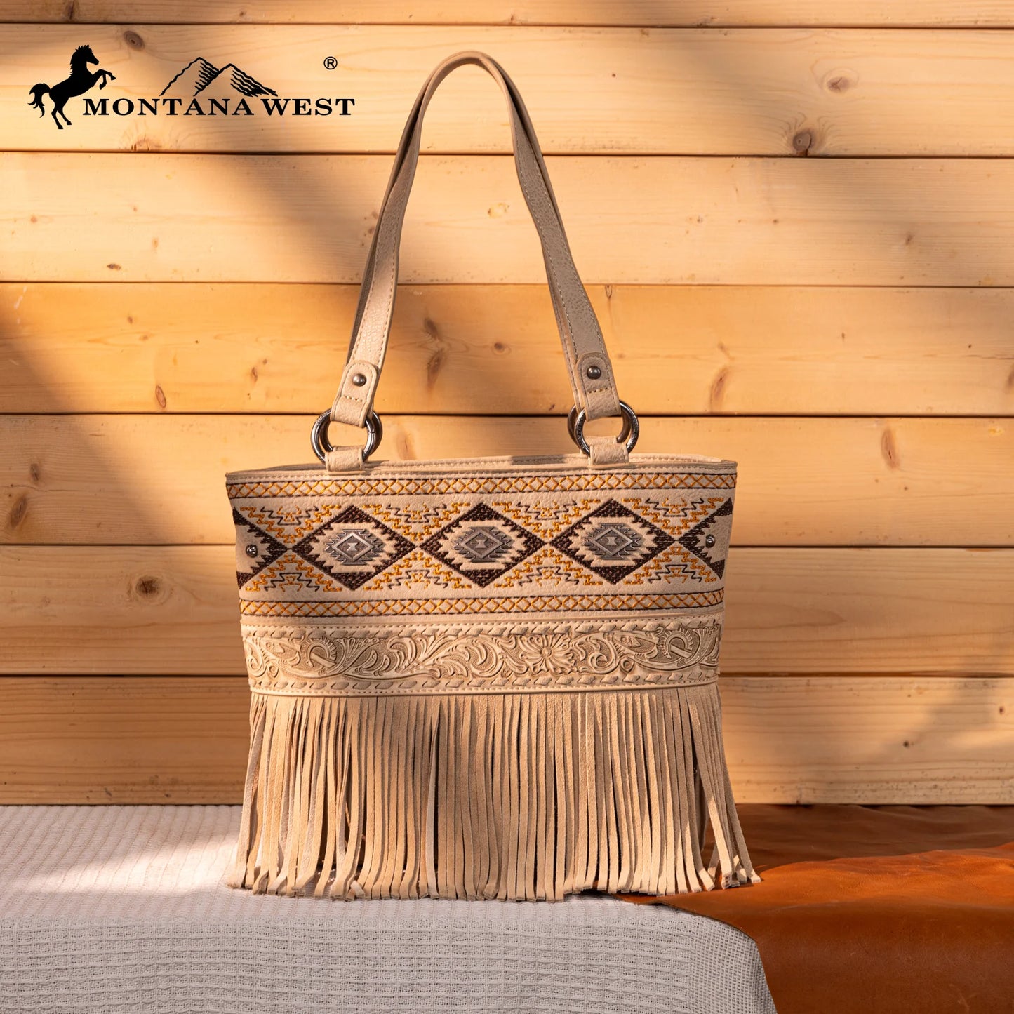 Tote bag brodé avec franges Montana West