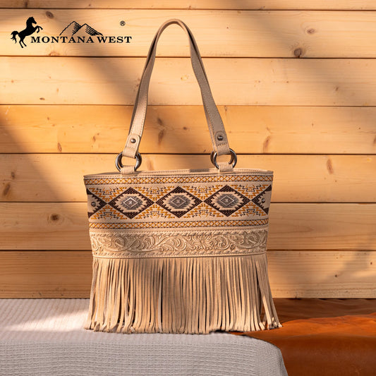 Tote bag brodé avec franges Montana West