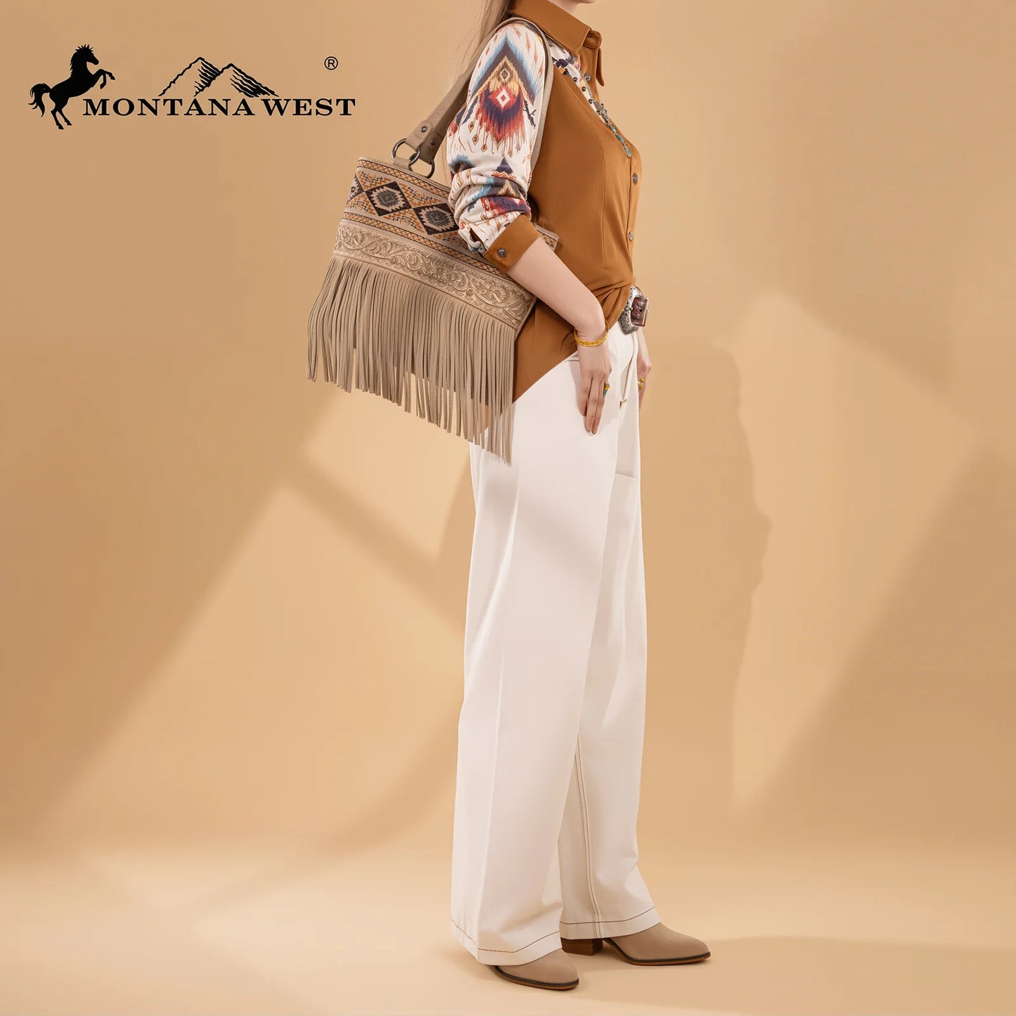 Tote bag brodé avec franges Montana West