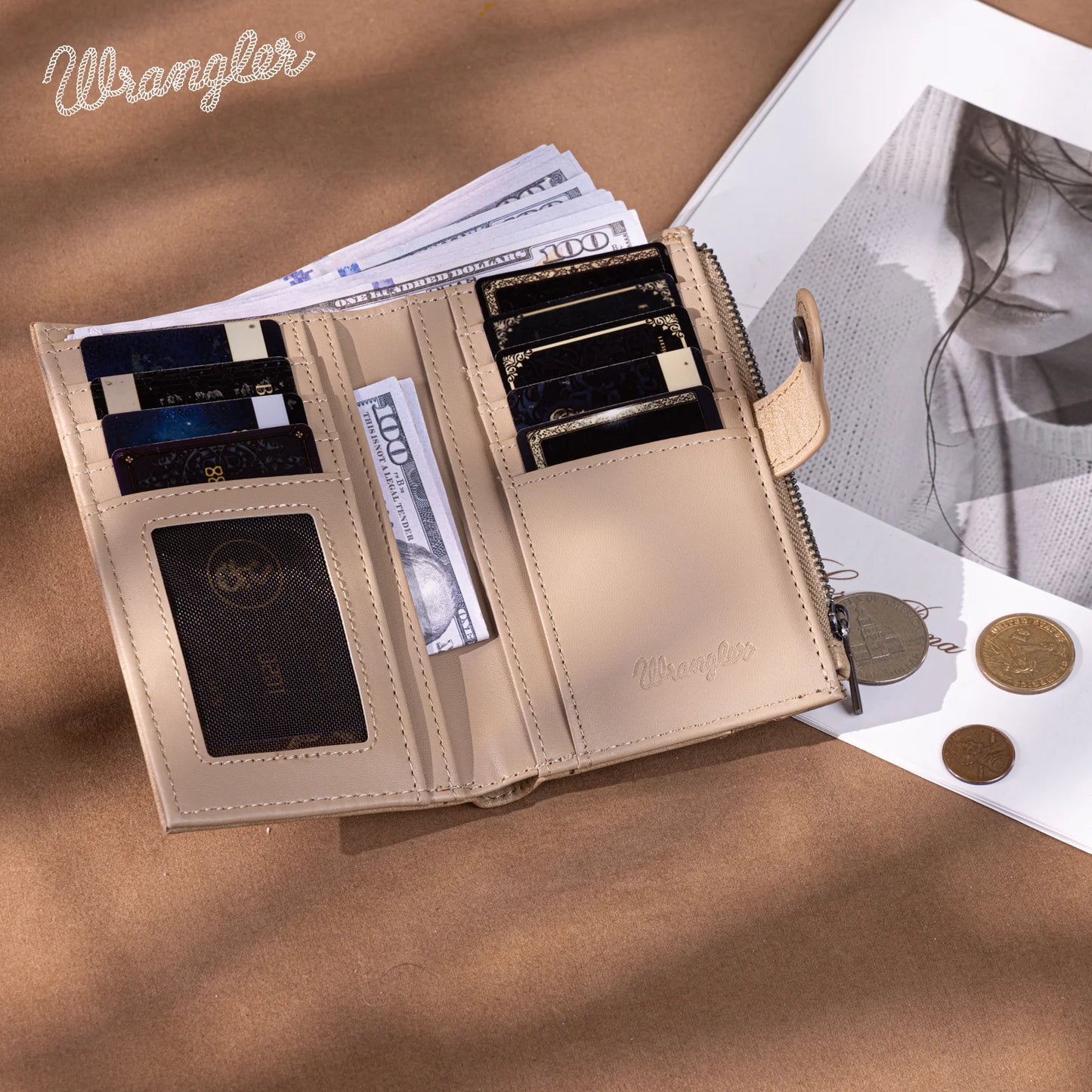 Portefeuille en cuir floral Wrangler