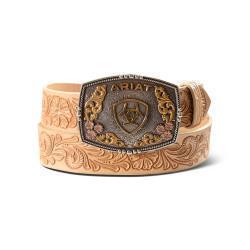 Ceinture en cuir floral naturel et boucle Ariat