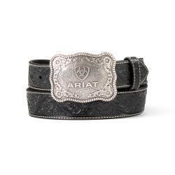 Ceinture florale noire et boucle Ariat