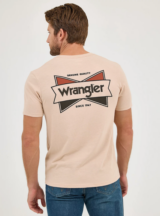 T-Shirt Wrangler beige et logo noir/rouge