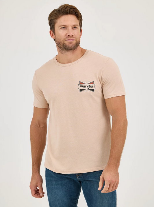T-Shirt Wrangler beige et logo noir/rouge