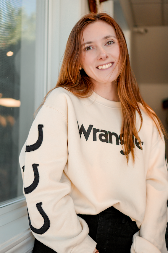 Crewneck Wrangler blanc avec fers à cheval