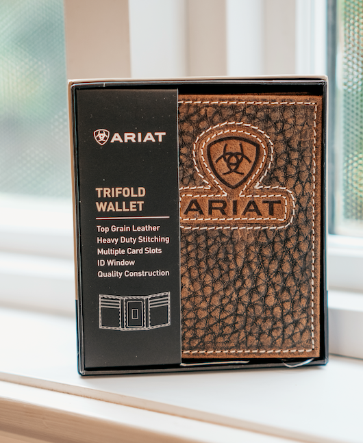 Portefeuille Ariat Trifold white stitch