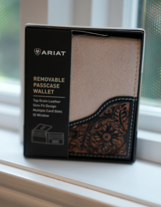 Portefeuille Ariat en cuir et suède gris