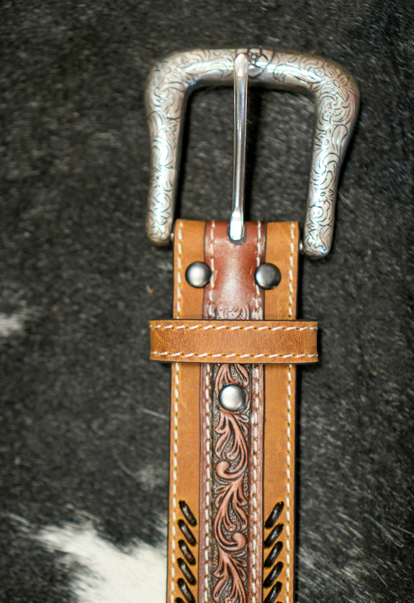 Ceinture Ariat Buck Stitching Floral Tooled