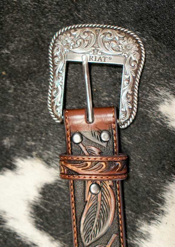Ceinture brune avec plumes Ariat