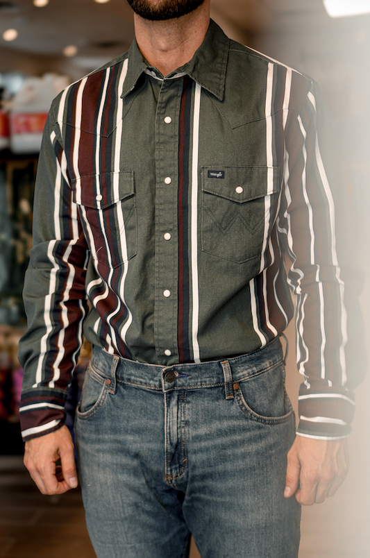 Chemise Wrangler® Vintage Inspired Brushpopper verte