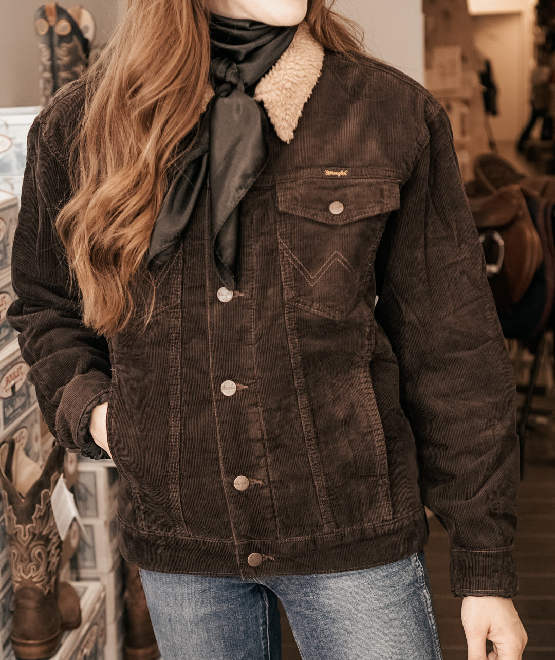 Veste  Wrangler® en corduroy brune