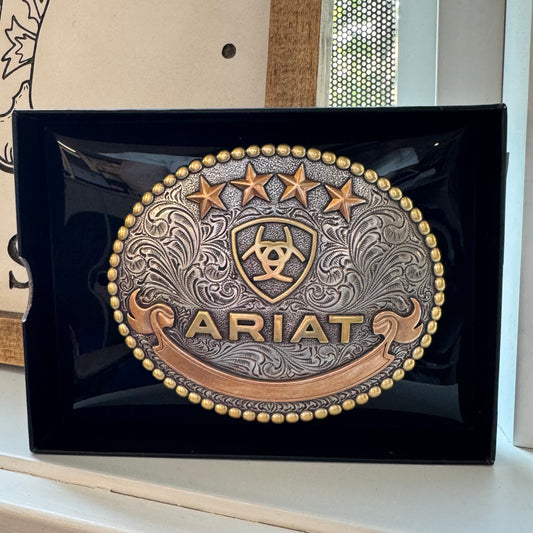 Boucle de ceinture Ariat Oval Silver, Gold and Copper Finish