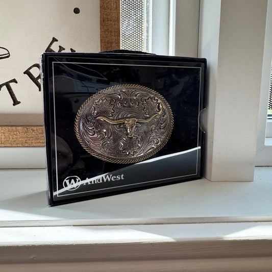 Boucle de ceinture oval longhorn AndWest