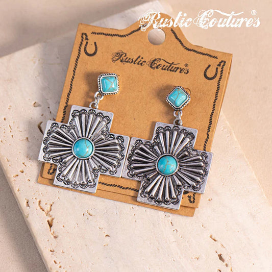 Boucles d'oreille Rustic Coutures croix