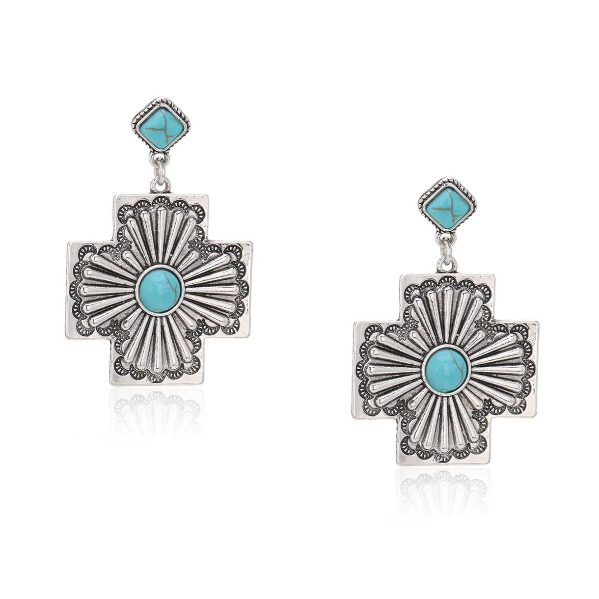 Boucles d'oreille Rustic Coutures croix