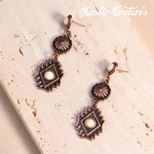 Boucles d'oreille Rustic Couture Stone Aztec