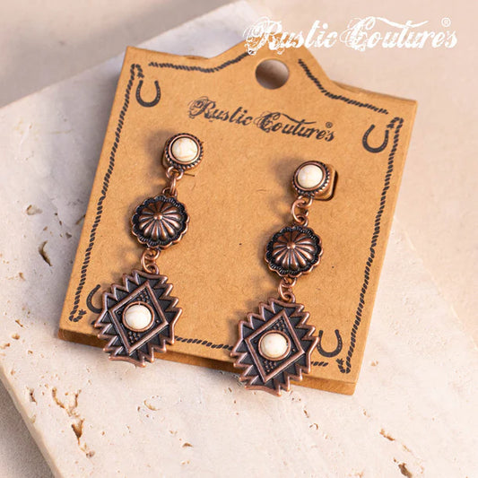Boucles d'oreille Rustic Couture Stone Aztec