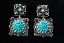 Boucles d'oreilles Silver Strikes carrées turquoises