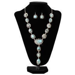 Collier et boucles d'oreilles Silver Strike Matte Stones Turquoise