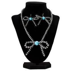 Collier et boucles d'oreilles Silver Strike en boucles perlées