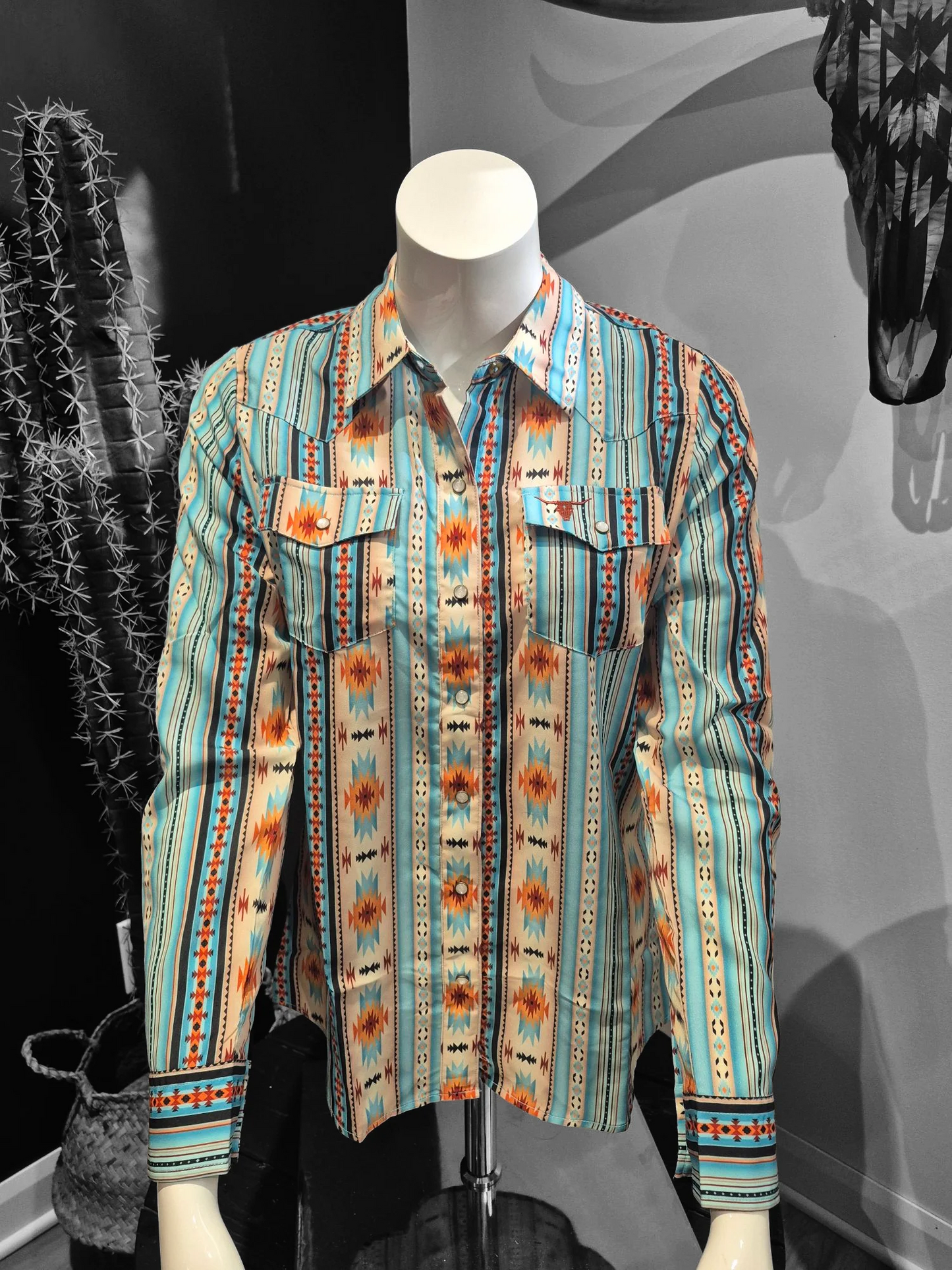 Chemise Aztec turquoise Shack Story